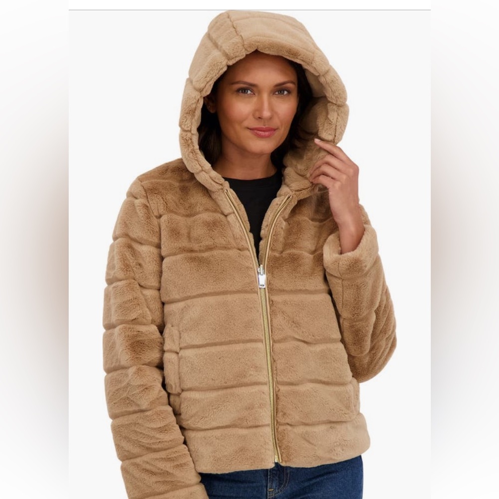 Sebby hooded faux fur jacket size xl